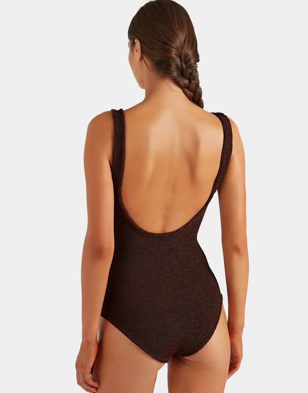 Coverage Celine Swimsuit with Tonal Hoop - Metallic Chocolate