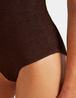 Coverage Celine Swimsuit with Tonal Hoop - Metallic Chocolate