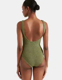 Coverage Celine Swimsuit with Tonal Hoop - Metallic Moss