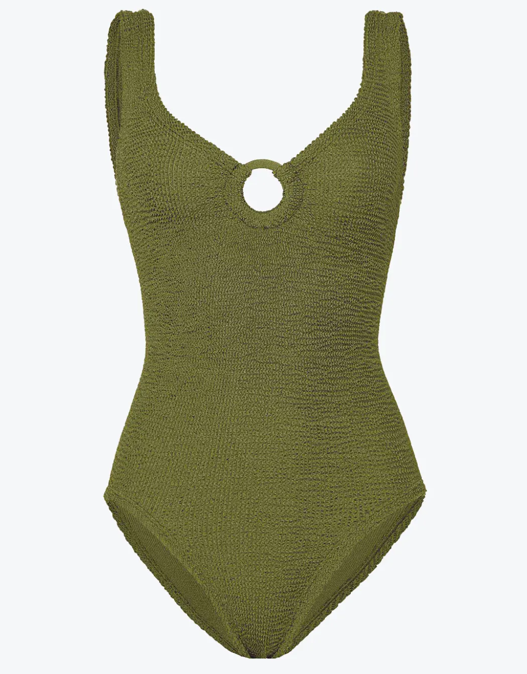 Coverage Celine Swimsuit with Tonal Hoop - Metallic Moss