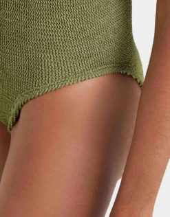 Coverage Celine Swimsuit with Tonal Hoop - Metallic Moss