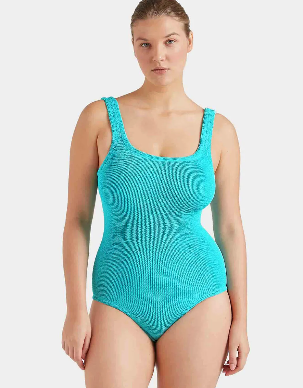 Coverage Square Neck Swimsuit - Aqua