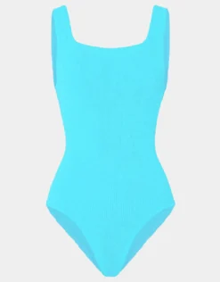 Coverage Square Neck Swimsuit - Aqua