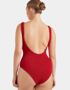 Coverage Square Neck Swimsuit - Red