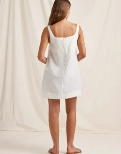 Creme Embroidered Shift Mini Dress - White