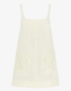 Creme Embroidered Shift Mini Dress - White