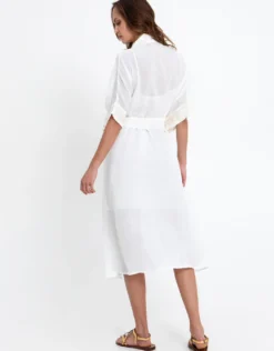 Crete Midi Kimono - White and Champagne