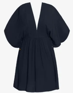 Crinkle Tunic Beach Dress - Black