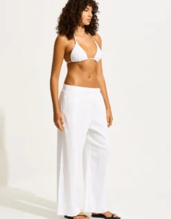 Crinkle Twill Beach Pant - White