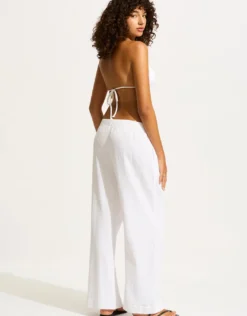 Crinkle Twill Beach Pant - White