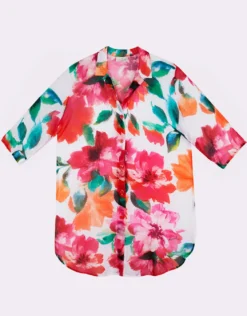 Dahlia Mini Beach Shirt - Pink Floral