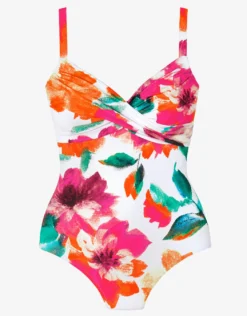 Dahlia Underwired Crossover Swimsuit - Pink Floral