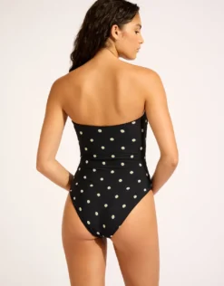 Daisy Chain Bandeau Swimsuit - Black