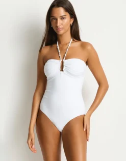 De Luxe U Bar Bandeau Swimsuit - White
