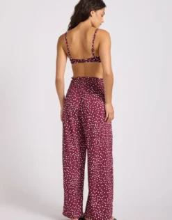 Dolce Dot Shirred Waist Pant - Dark Burgundy