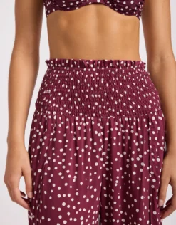 Dolce Dot Shirred Waist Pant - Dark Burgundy