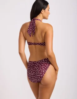 Dolce Dot Twist Band Mini Hipster Bikini Pant - Dark Burgundy