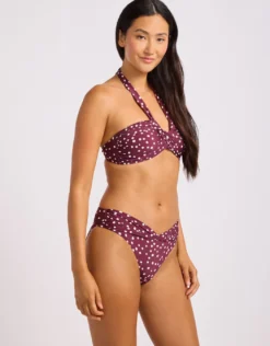 Dolce Dot Twist Band Mini Hipster Bikini Pant - Dark Burgundy