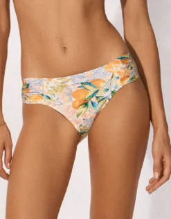 Dolce Whimsy Ruched Side Bikini Pant - Orange Pastels