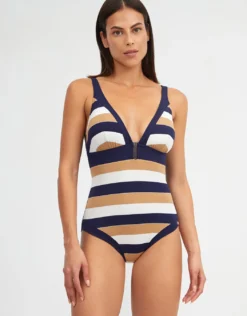 Doris Plunge Swimsuit - Stripe