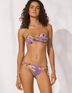 Dreamscape Tropics Twist Bandeau Bikini Top - Lilac Pastel