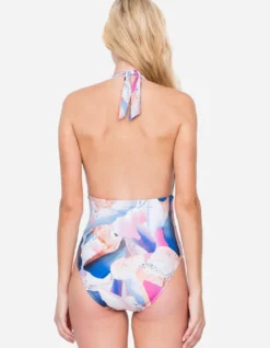 Dusk to Dawn Deep Plunge Halter Swimsuit - Multi
