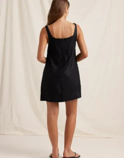 Ebony Embroidered Shift Mini Dress - Black