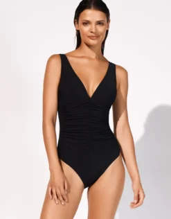 Elements Plunge Ruched Front Swimsuit - Black
