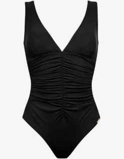 Elements Plunge Ruched Front Swimsuit - Black