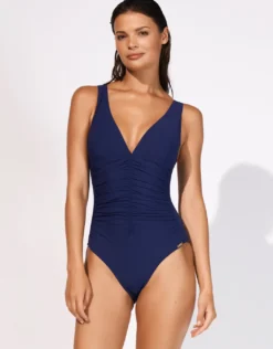 Elements Plunge Ruched Front Swimsuit - Indigo