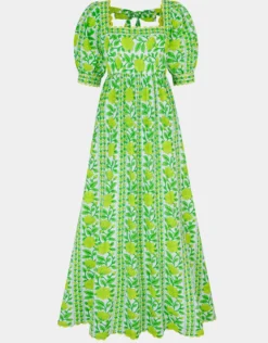 Elizabeth Dress - Lime Border