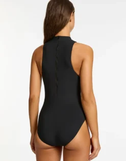 Elora High Neck Swimsuit - Black