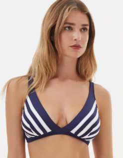 Elora Plunge Bikini Top - Navy White