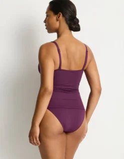 Essentials Edit Cross Front Multifit Singlet Tankini Top - Claret