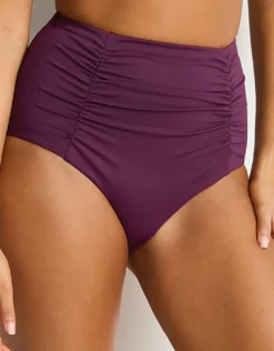 Essentials Edit Super High Waist Gathered Bikini Pant - Claret