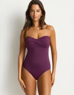 Essentials Edit Twist Bandeau Swimsuit - Claret