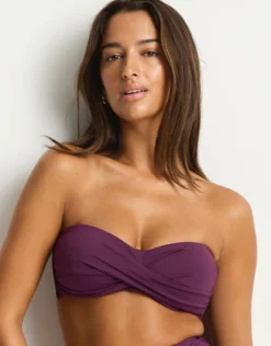 Essentials Edit Twist Bandeau Bikini Top - Claret