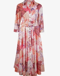 Euphoria Belted Shirt Dress - Rose Infusion