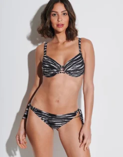 Expedition Tie Side Bikini Pant - Black and Cream