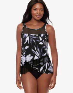 Fiore Di Luna Mirage Tankini Top - Black White
