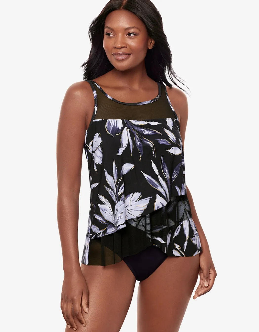 Fiore Di Luna Mirage Tankini Top - Black White