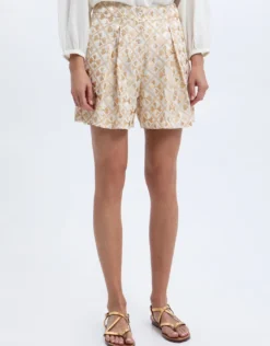 Flakes Shorts - White and Gold with Champagne