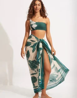 Fleur de Bloom One Shoulder Bikini Top - Evergreen