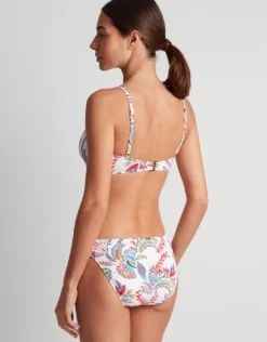 Fleurette Single Strap Twist Underwired Bra Bikini Top - White Floral