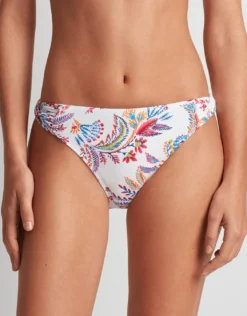 Fleurette Twist Side Tab Hipster Bikini Pant - White Floral