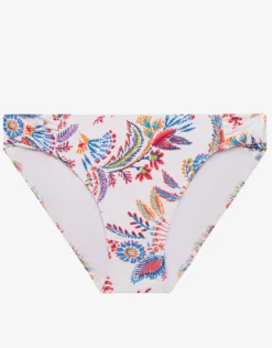 Fleurette Twist Side Tab Hipster Bikini Pant - White Floral