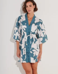 Floral Abstract Mini Kimono - Puffy Sky