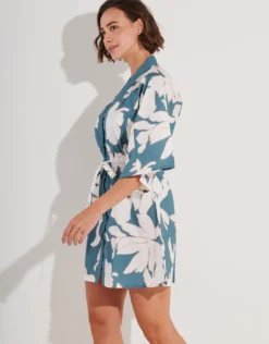 Floral Abstract Mini Kimono - Puffy Sky