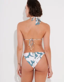 Floral Abstract Triangle Bikini Top - Puffy Sky