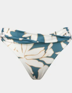 Floral Abstract Twist Front Bikini Pant - Puffy Sky